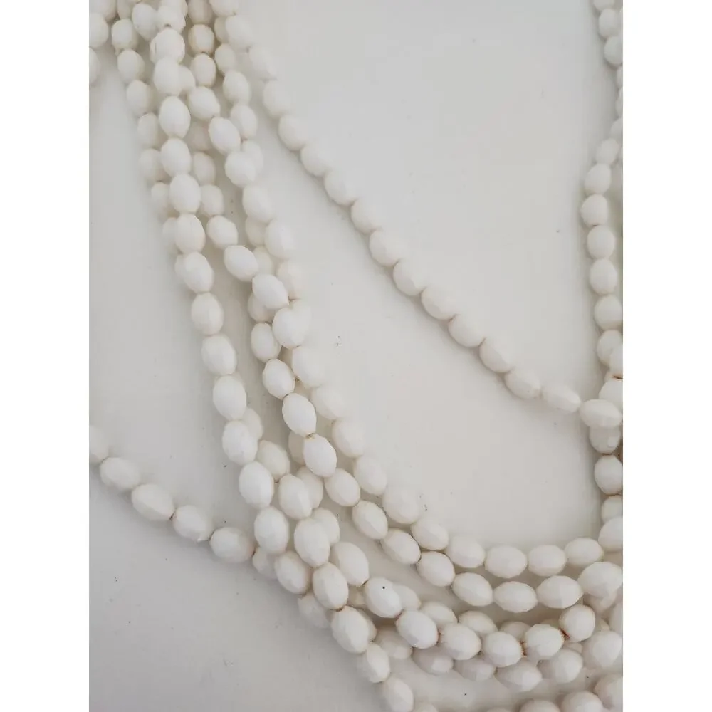 White beaded layered necklace